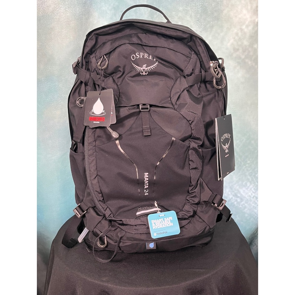 Osprey Manta 24 Mens Hydration Hiking Backpack Black with Raincover NEW